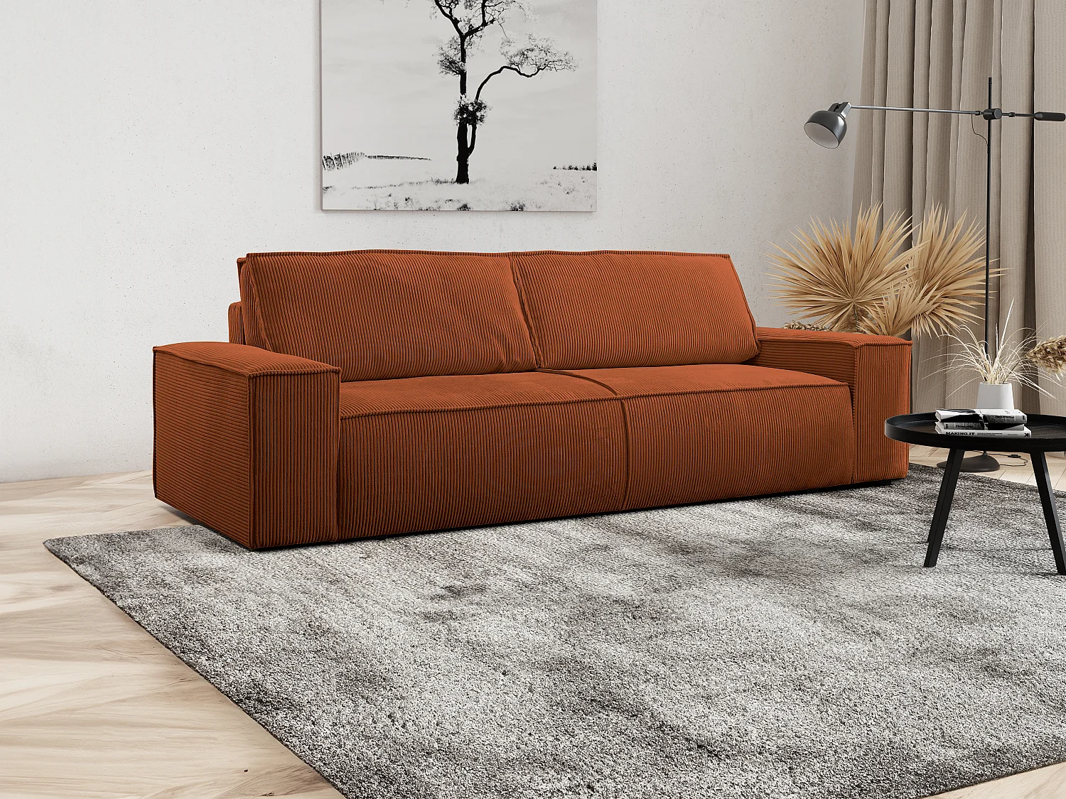 Schlafsofa 4-Sitzer - Cord - Terracotta - AMELIA