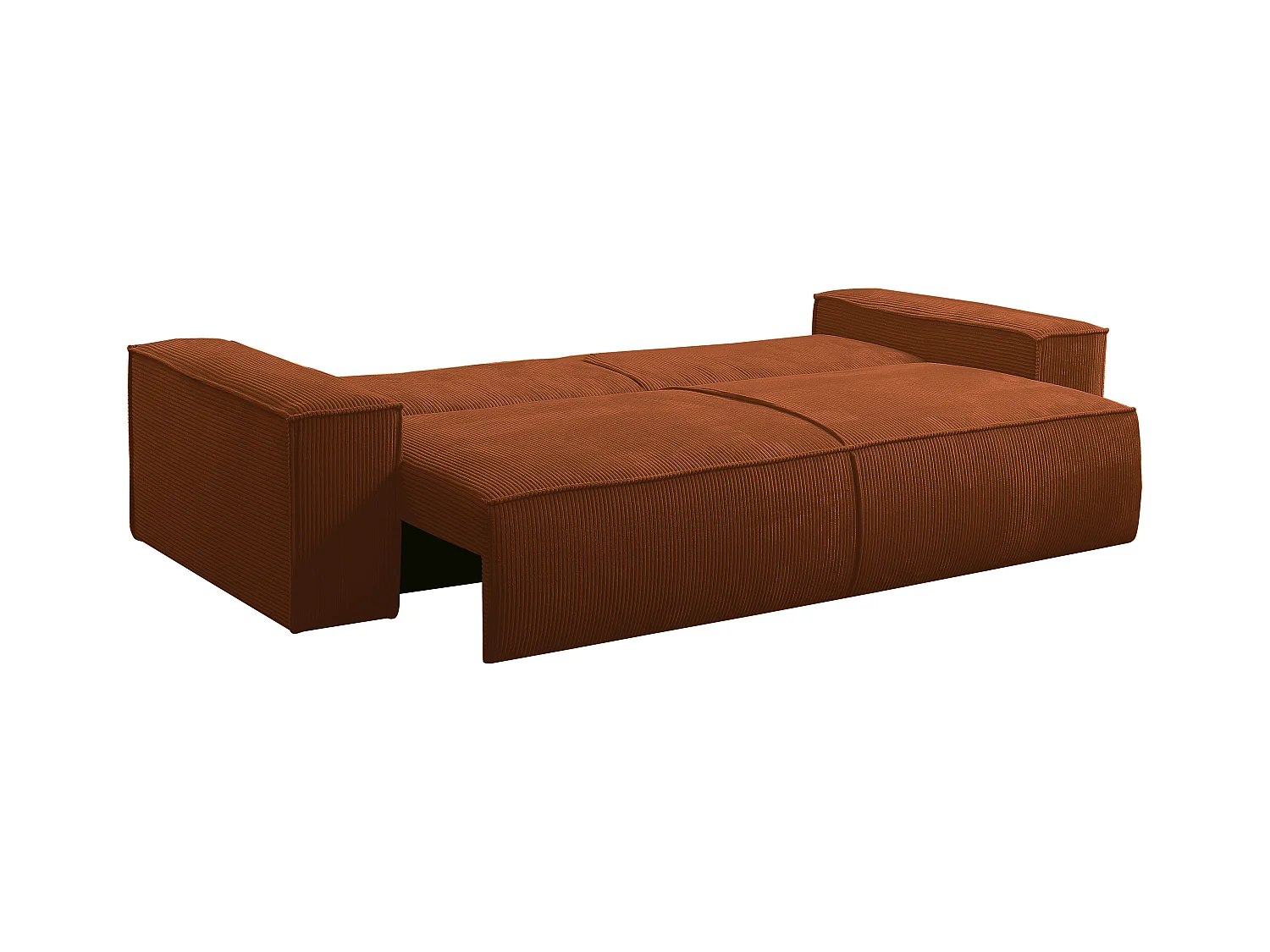 Canapé 4 places convertible en velours côtelé terracotta AMELIA