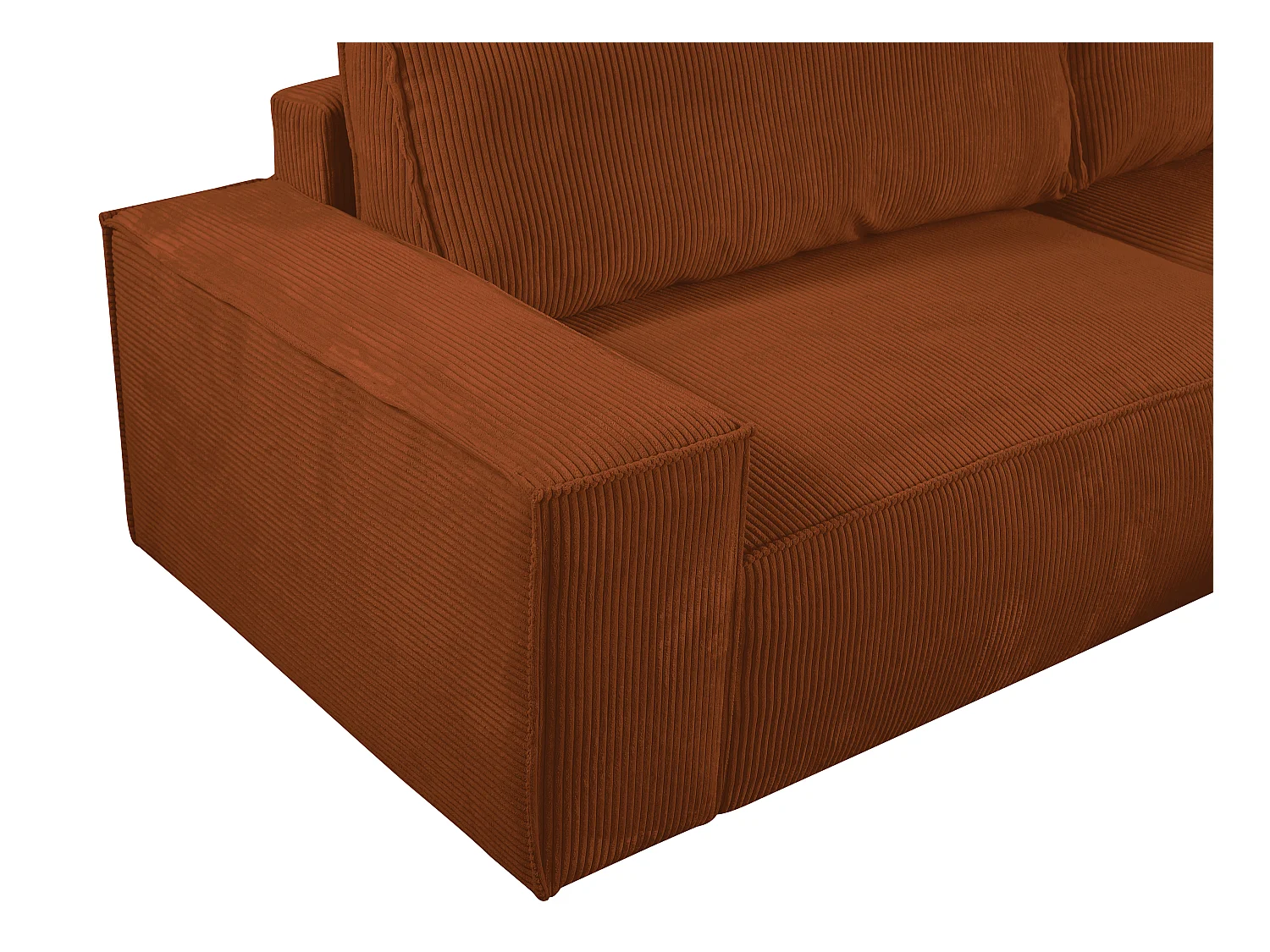 Canapé 4 places convertible en velours côtelé terracotta AMELIA