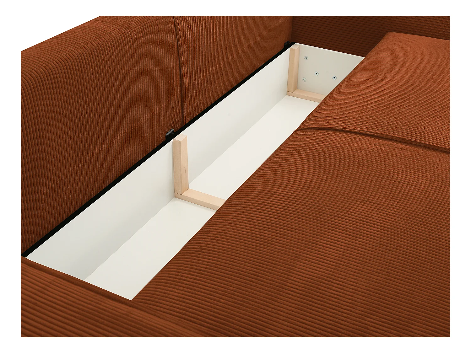 Canapé 4 places convertible en velours côtelé terracotta AMELIA