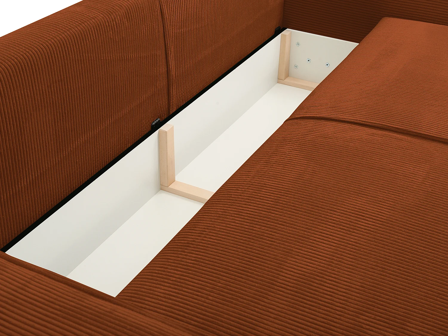 Canapé 4 places convertible en velours côtelé terracotta AMELIA