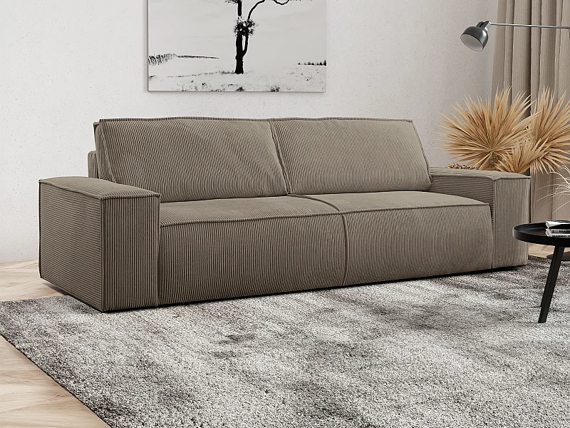 Schlafsofa 4-Sitzer - Cord - Taupe - AMELIA