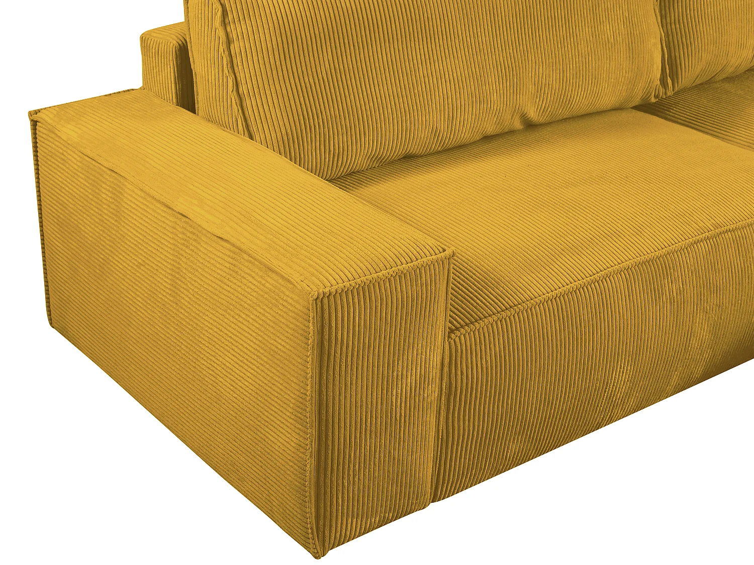 Canapé 4 places convertible en velours côtelé jaune AMELIA