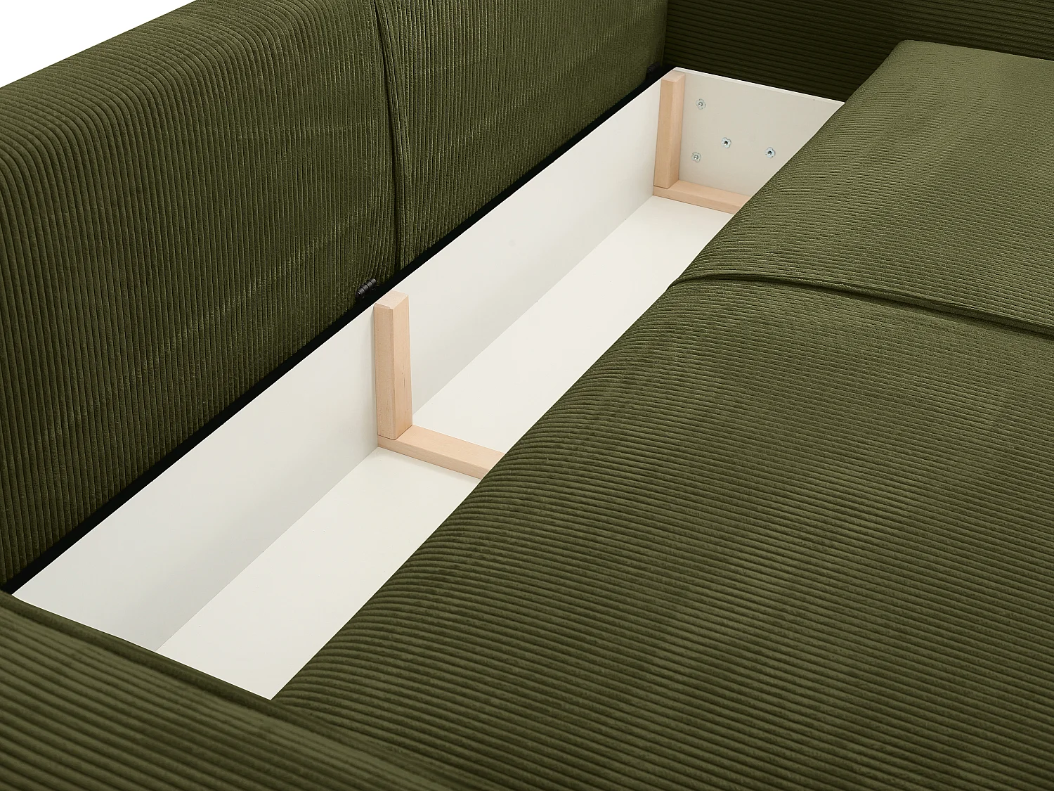 Canapé 4 places convertible en velours côtelé kaki AMELIA