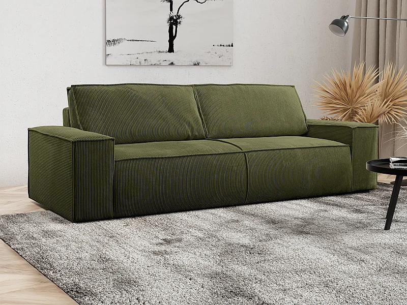 Schlafsofa 4-Sitzer - Cord - Khaki - AMELIA