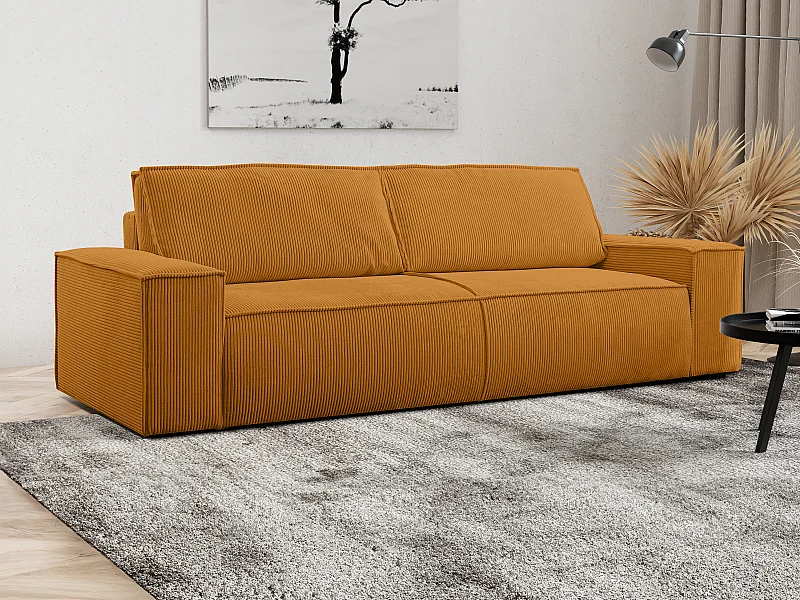 Schlafsofa 4-Sitzer - Cord - Hellorange - AMELIA