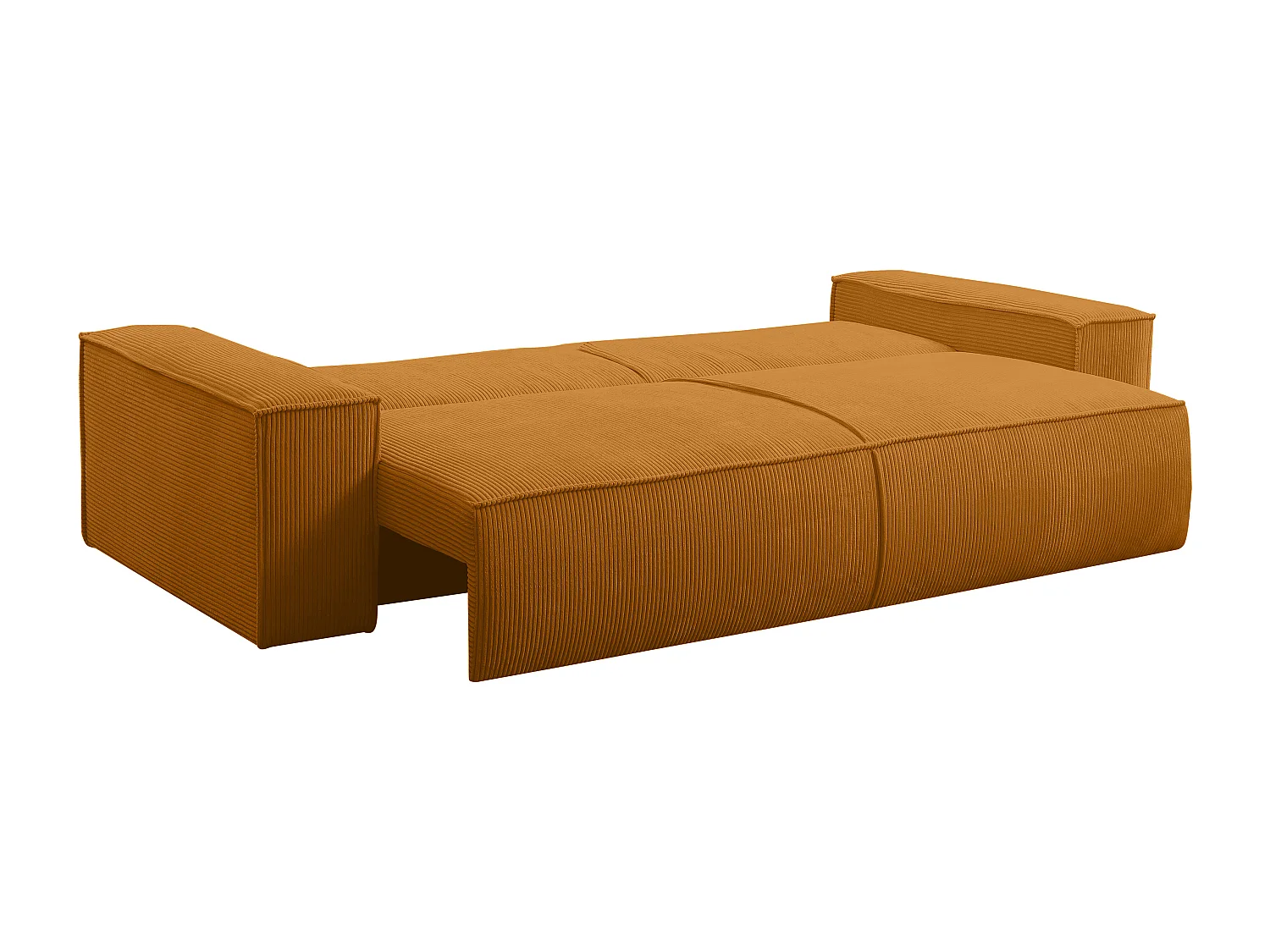 Divano letto 4 posti in Velluto a coste Arancione chiaro - AMELIA