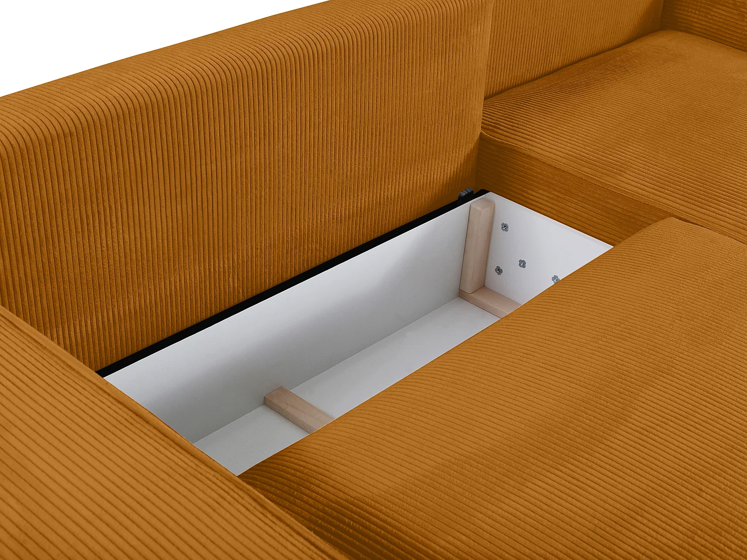 Divano letto 4 posti in Velluto a coste Arancione chiaro - AMELIA