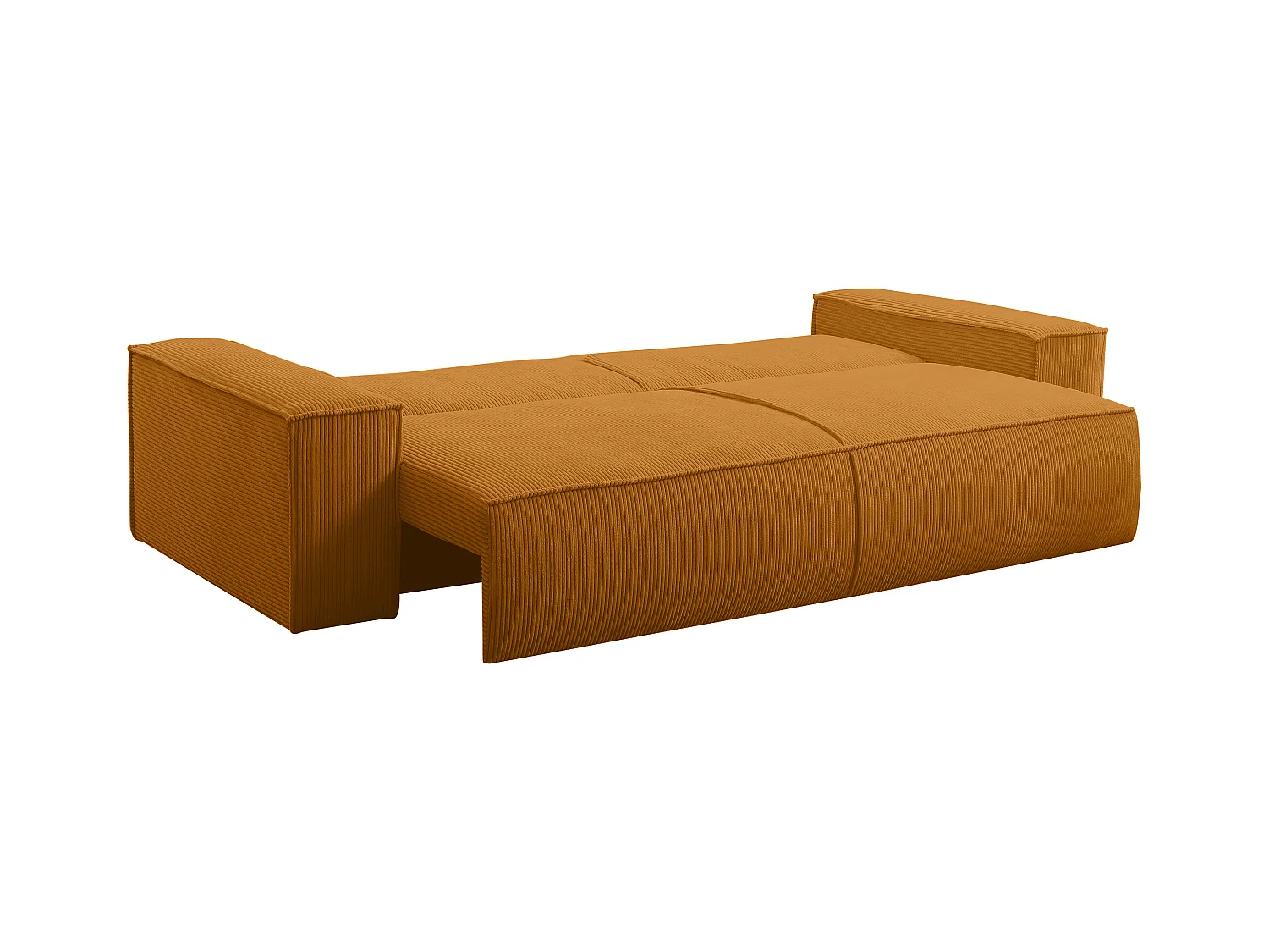 Sofá cama de 4 plazas de pana color naranja claro AMELIA