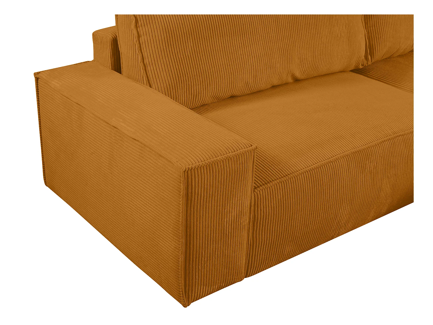 Sofá cama de 4 plazas de pana color naranja claro AMELIA