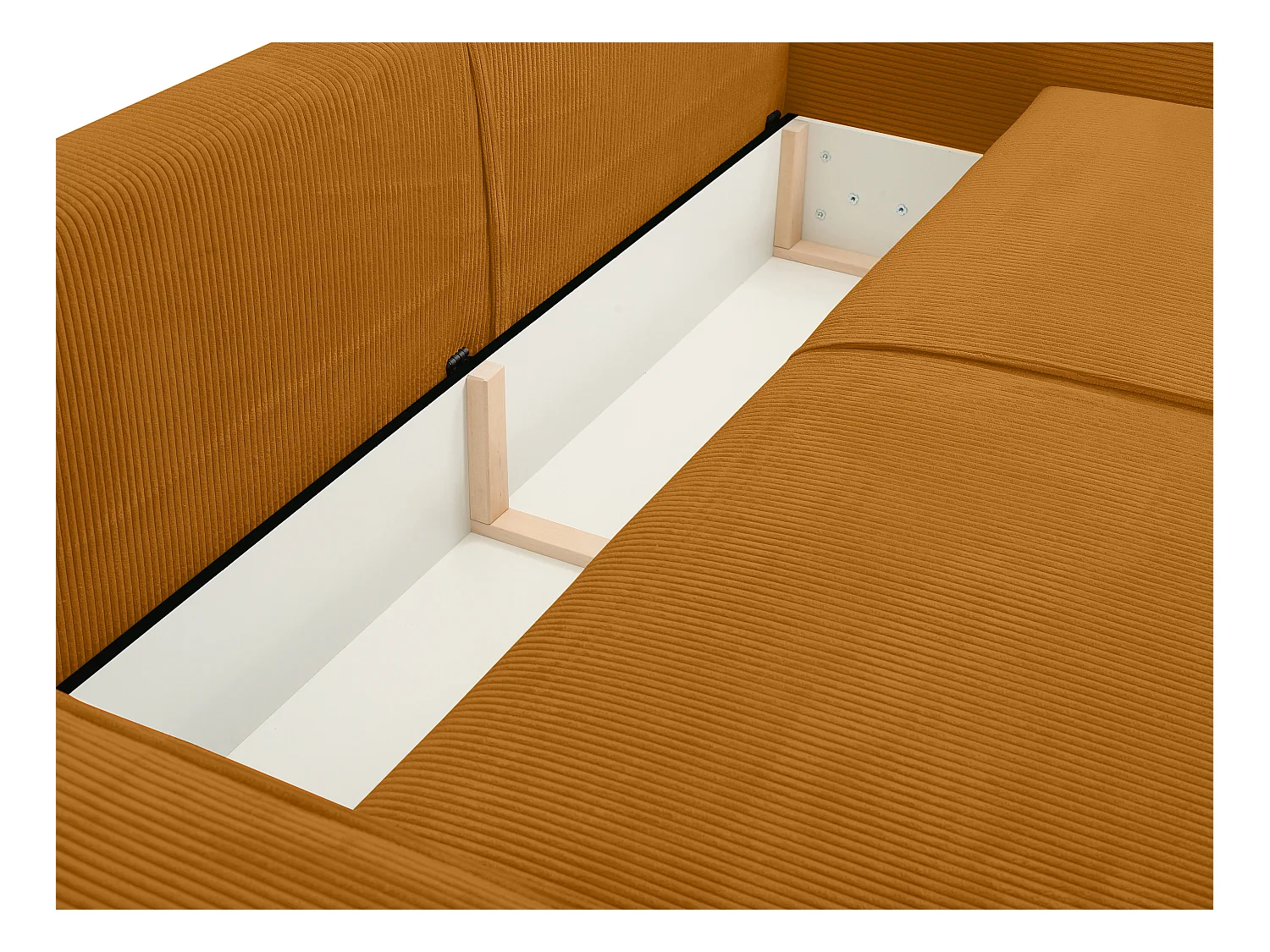 Sofá cama de 4 plazas de pana color naranja claro AMELIA