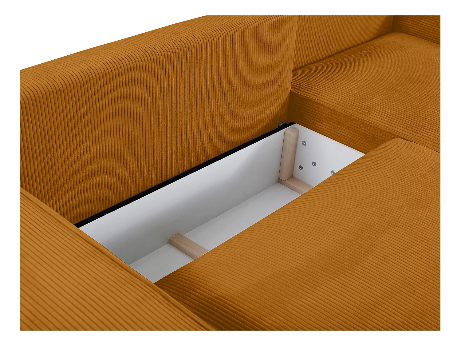 Sofá cama de 4 plazas de pana color naranja claro AMELIA