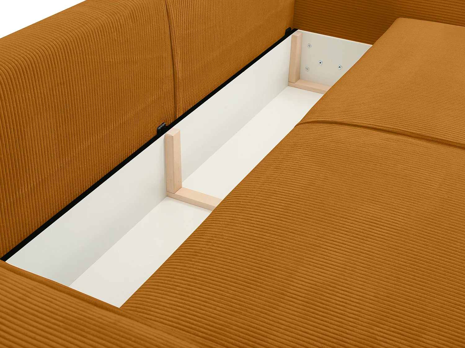 Canapé 4 places convertible en velours côtelé orange clair AMELIA