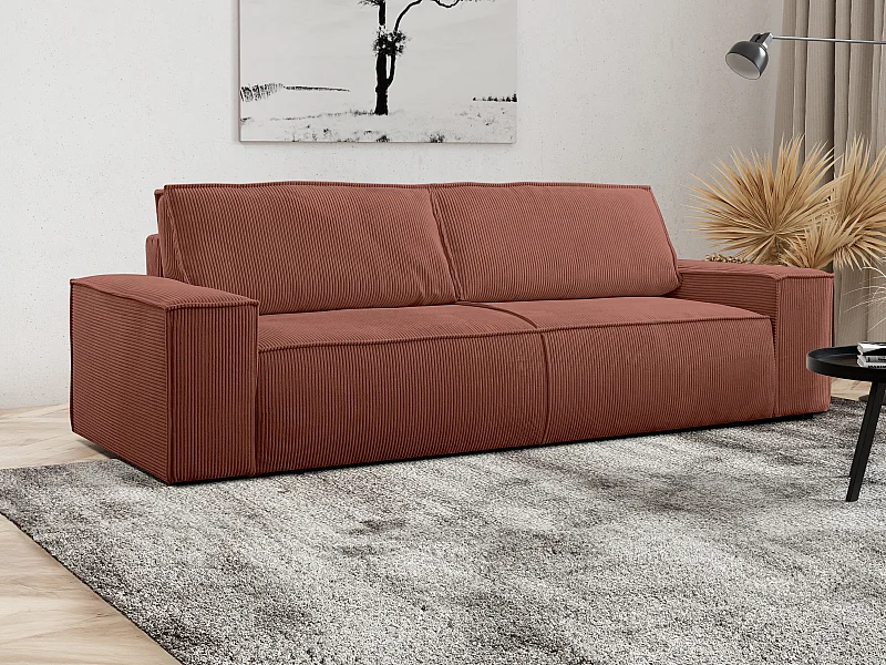 Schlafsofa 4-Sitzer - Cord - Rosa - AMELIA