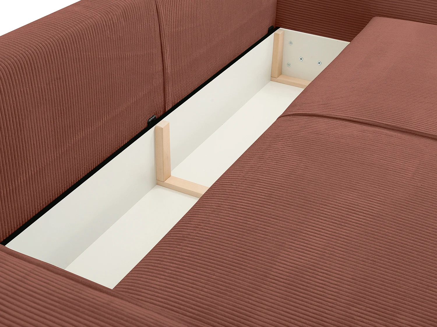 Canapé 4 places convertible en velours côtelé rose AMELIA