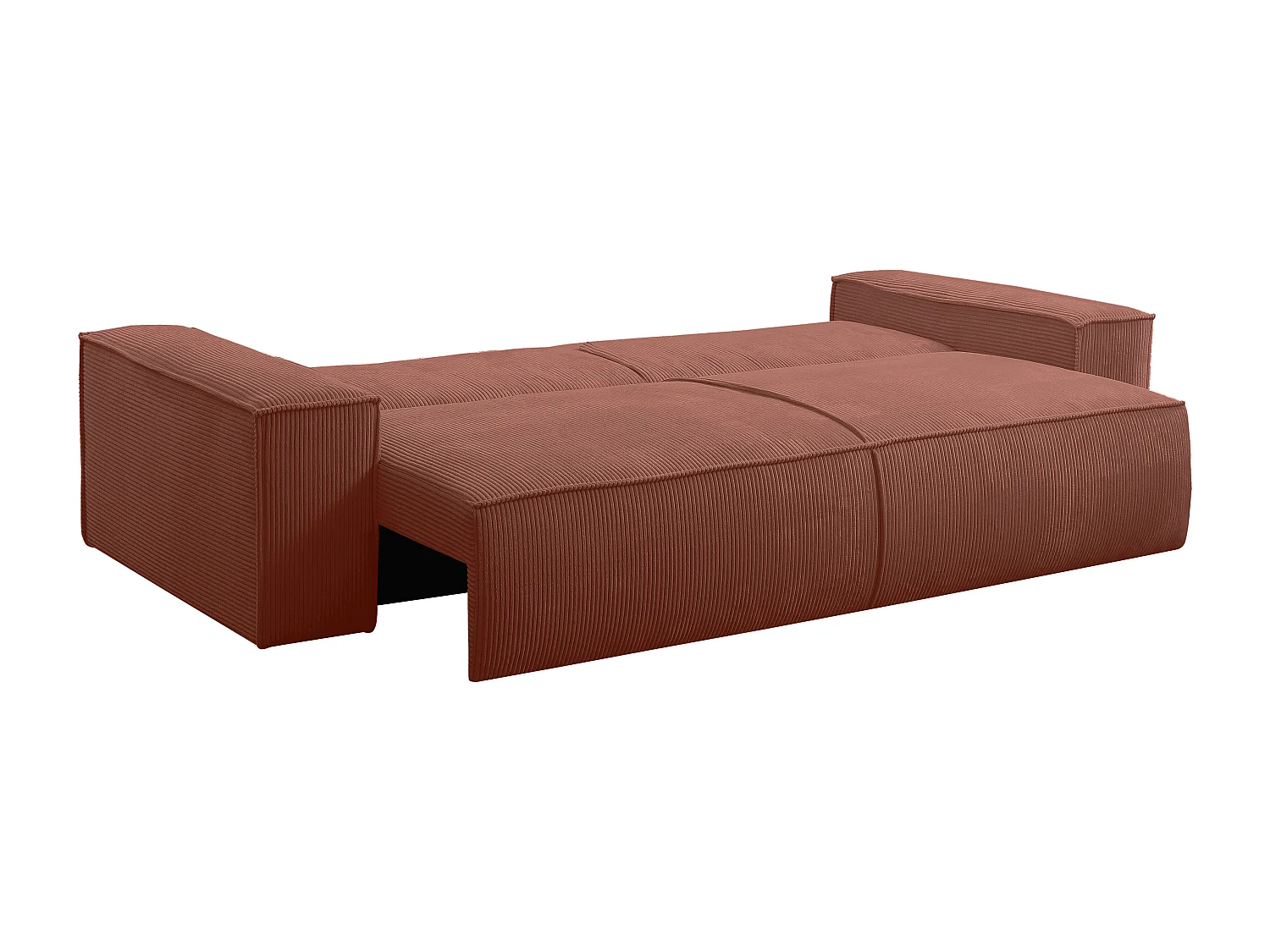 Canapé 4 places convertible en velours côtelé rose AMELIA