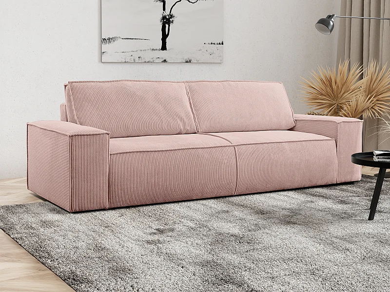 Schlafsofa 4-Sitzer - Cord - Puderrosa - AMELIA