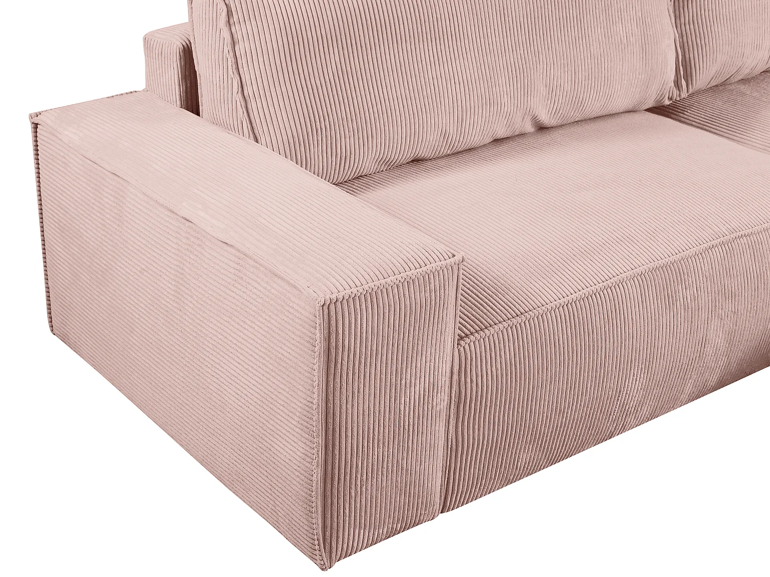 Divano letto 4 posti in Velluto a coste Rosa cipria - AMELIA