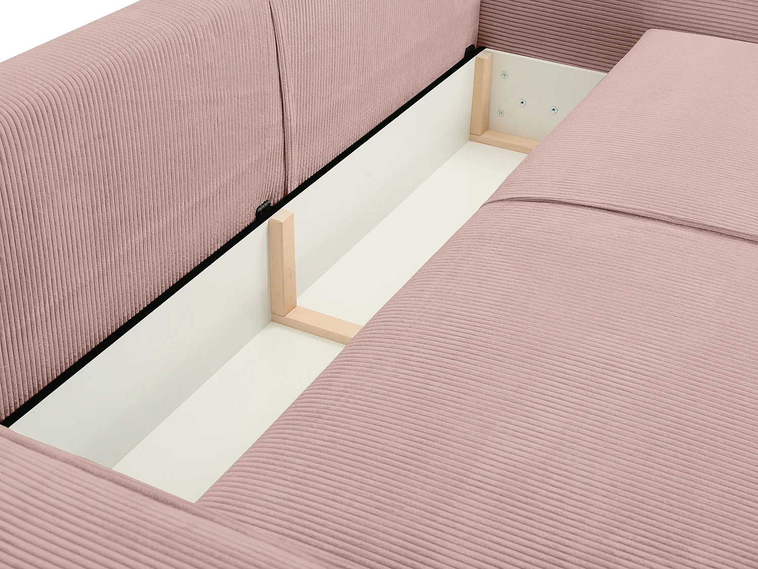 Divano letto 4 posti in Velluto a coste Rosa cipria - AMELIA
