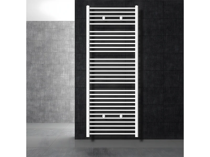 Radiateur de salle de bains Sahara Raccord latéral sèche-serviettes blanc 750x1800 mm