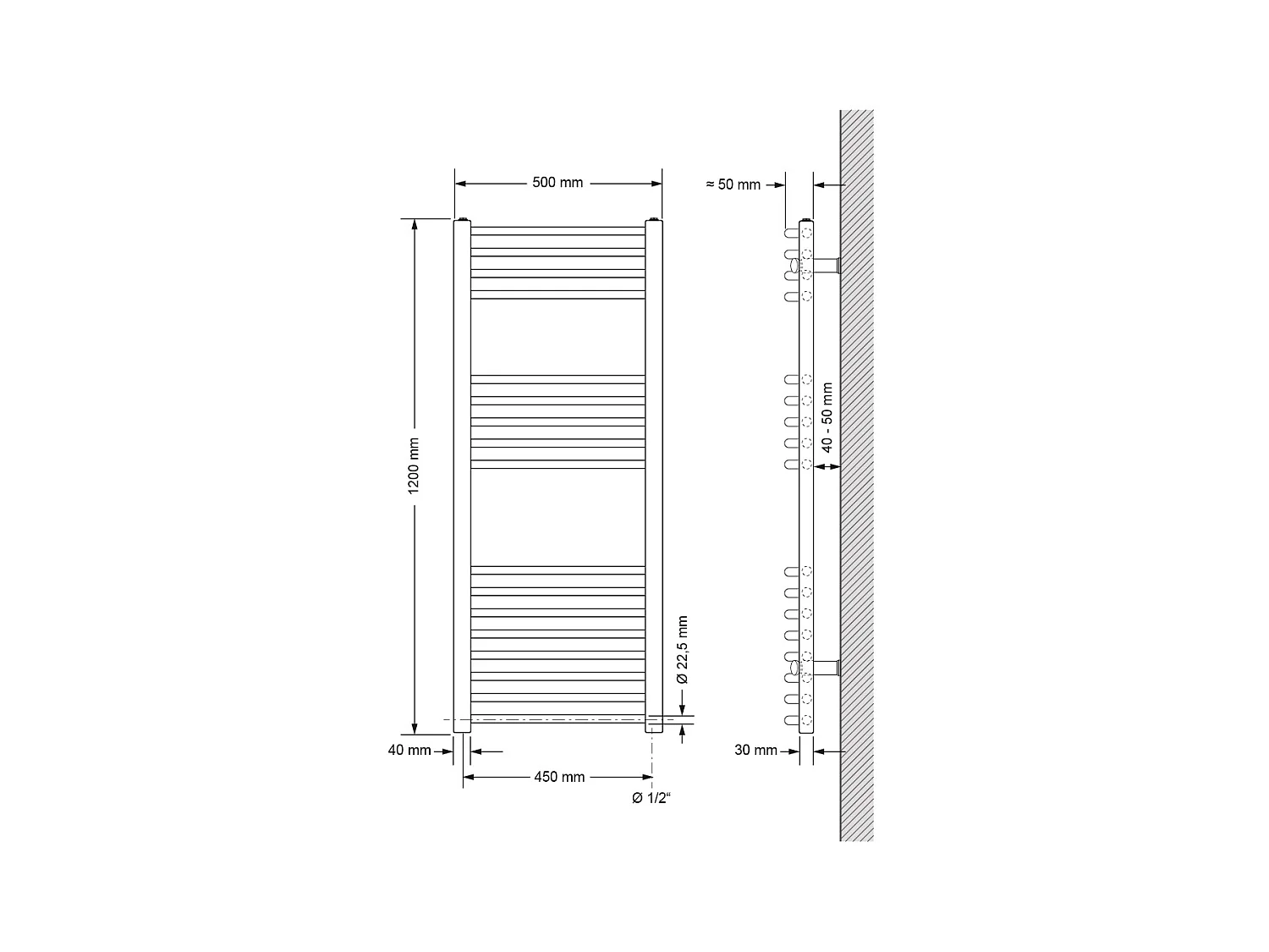 Radiador de baño Radiador Sahara conexión lateral calentador de toallas antracit