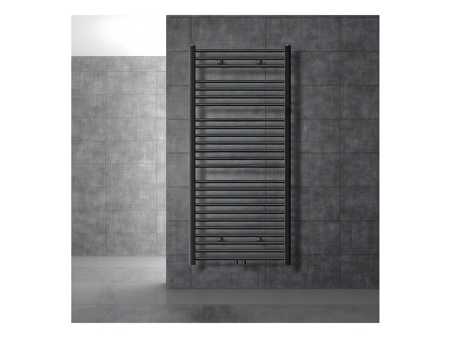 Radiateur sèche-serviette courbé acier anthracite connexion central 75x150 cm