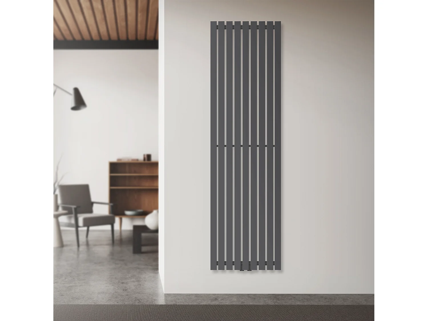 Termosifone Stella piatto verticale antracite 480x1600 mm radiatore design bagno