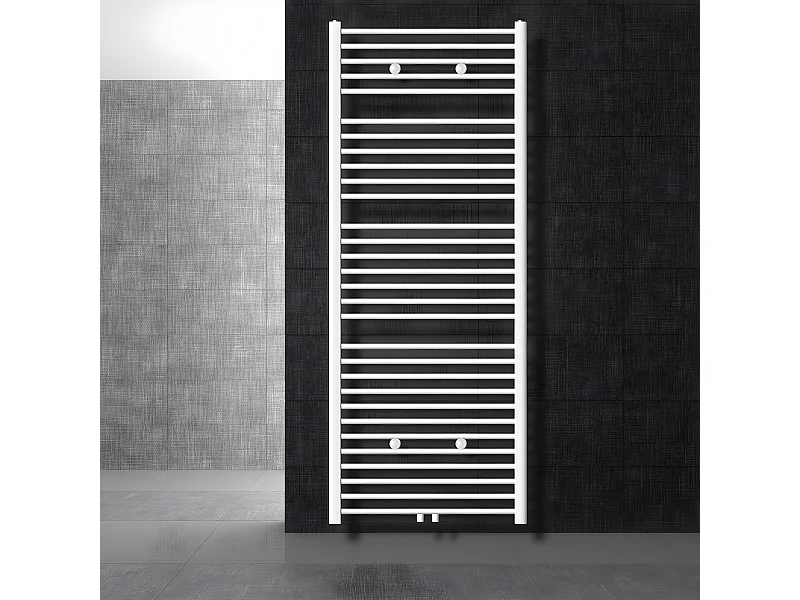 Radiateur sèche-serviette forme courbé acier blanc connexion central 75x180 cm
