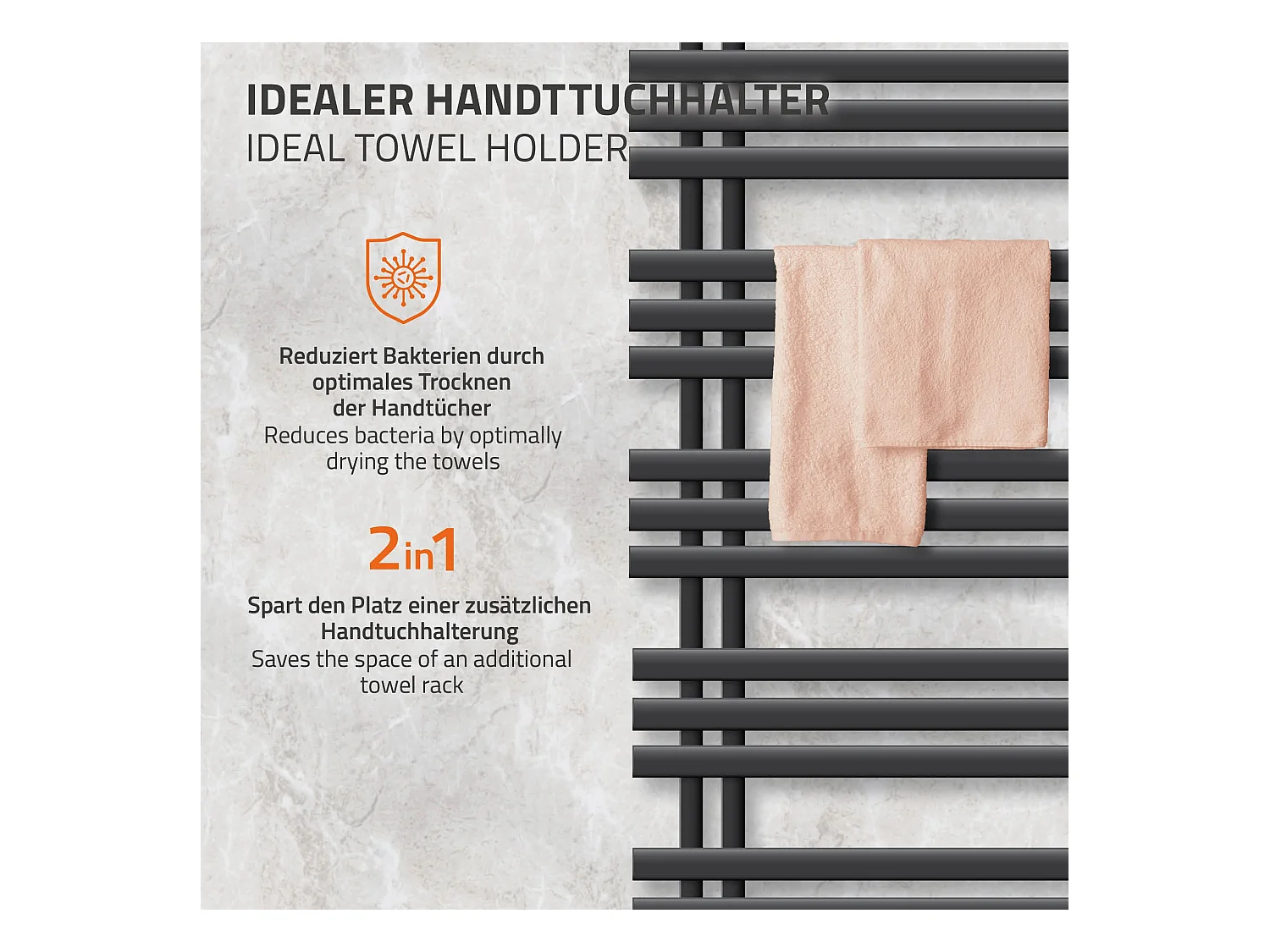 Iron EM Radiator Radiateur sèche-serviettes Radiateur de salle de bain anthracit