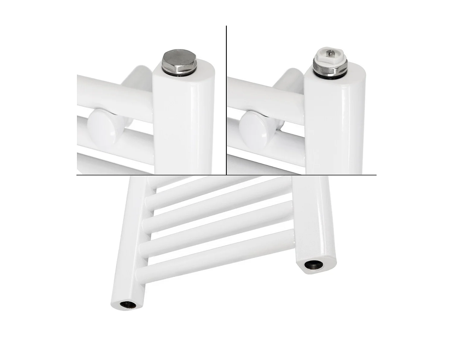 Radiateur sèche-serviette forme courbé acier blanc connexion latérale 50x120 cm