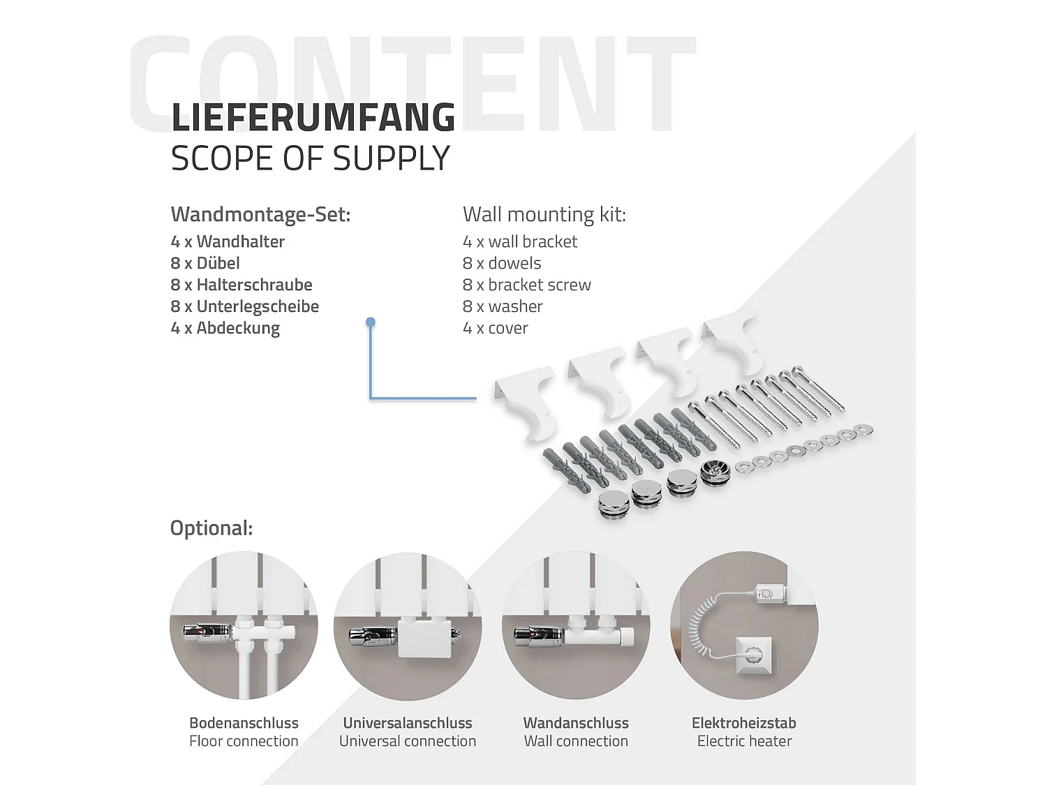 Panneau de chauffage monocouche Radiateur plat Radiateur design blanc 300x600 mm