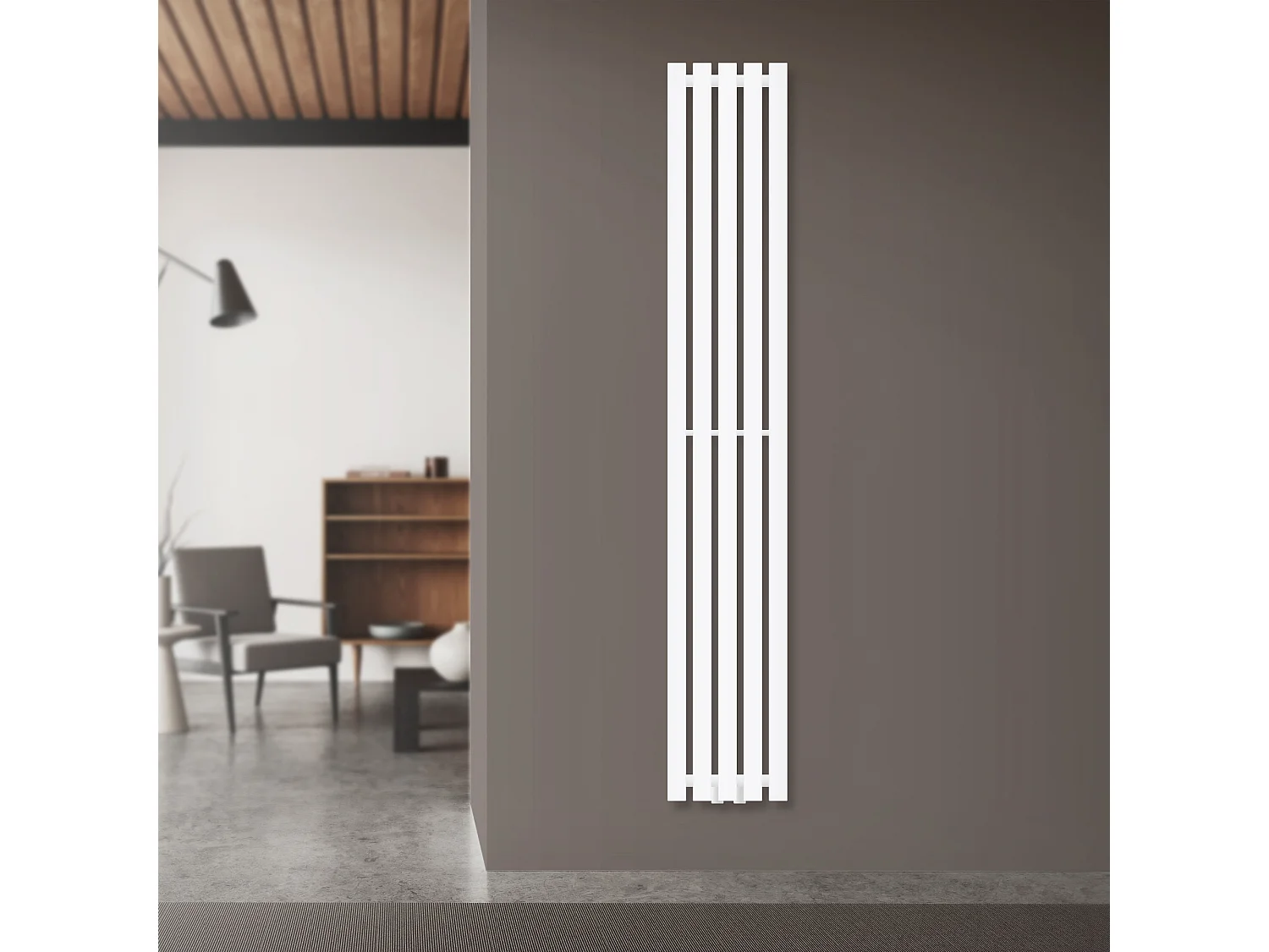 Radiatore Stella a pannello bianco 260x1600 mm termoarredo con attacco centrale