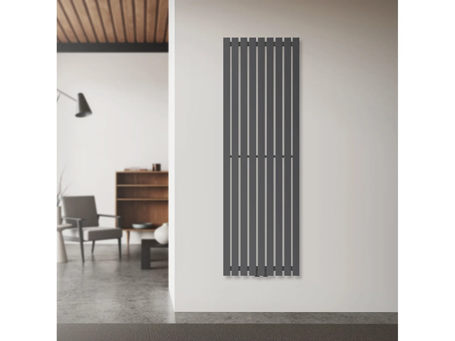 Radiatore Stella a pannello antracite 480x1400 mm termoarredo attacco centrale