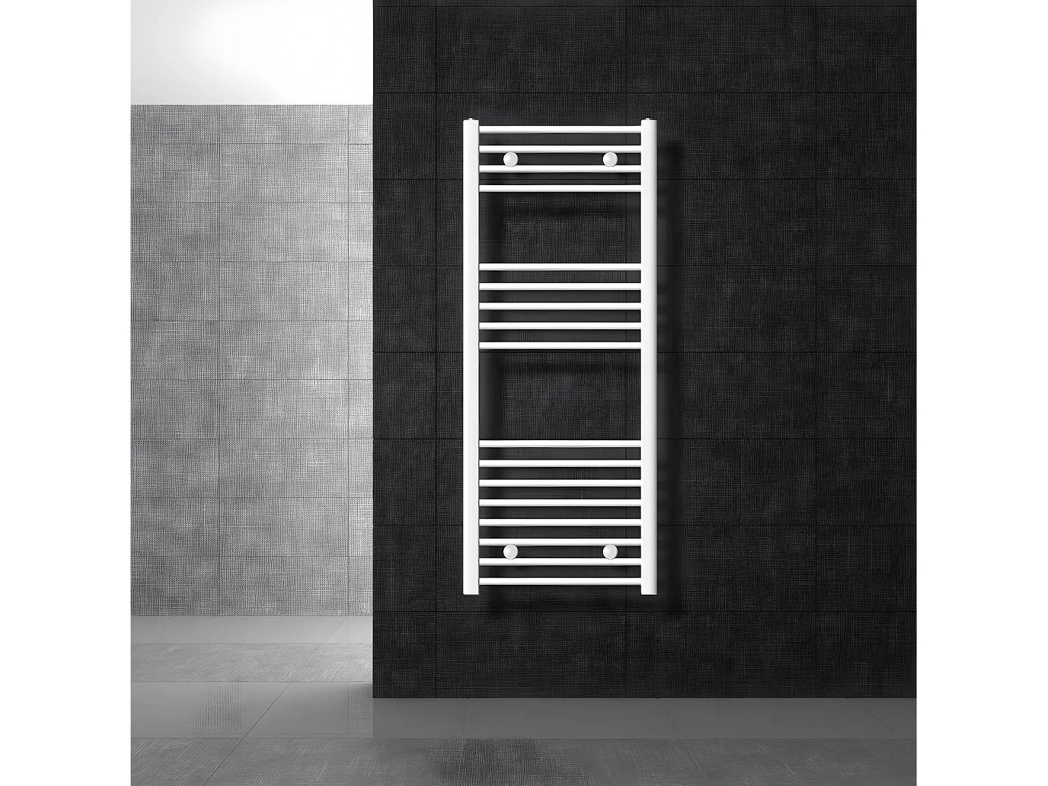 Radiador toallero de baño 50x120 cm calefactor recto blanco con conexión lateral
