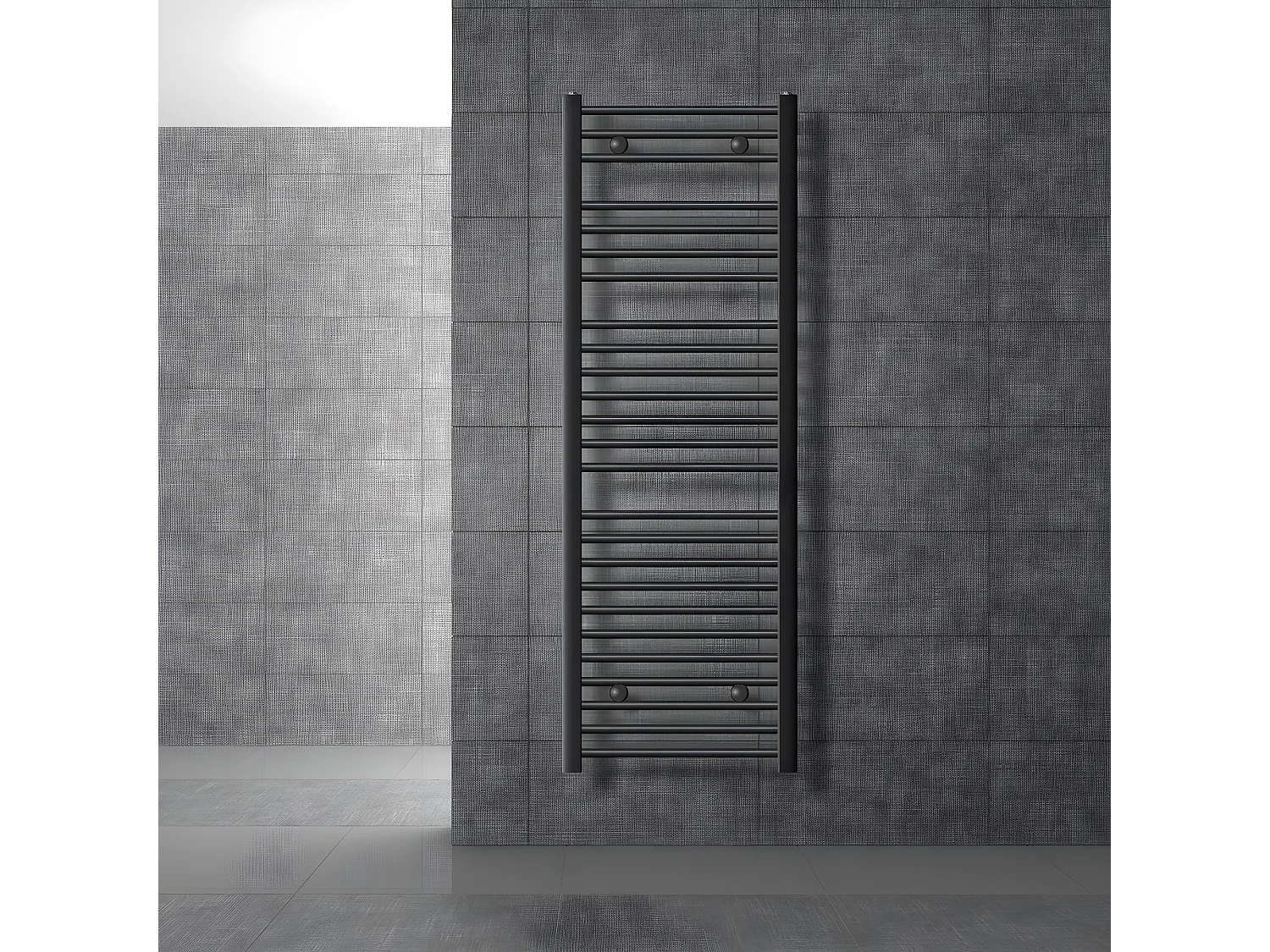 Radiador toallero de baño 500x1500mm calefactor curvo antracita conexión lateral