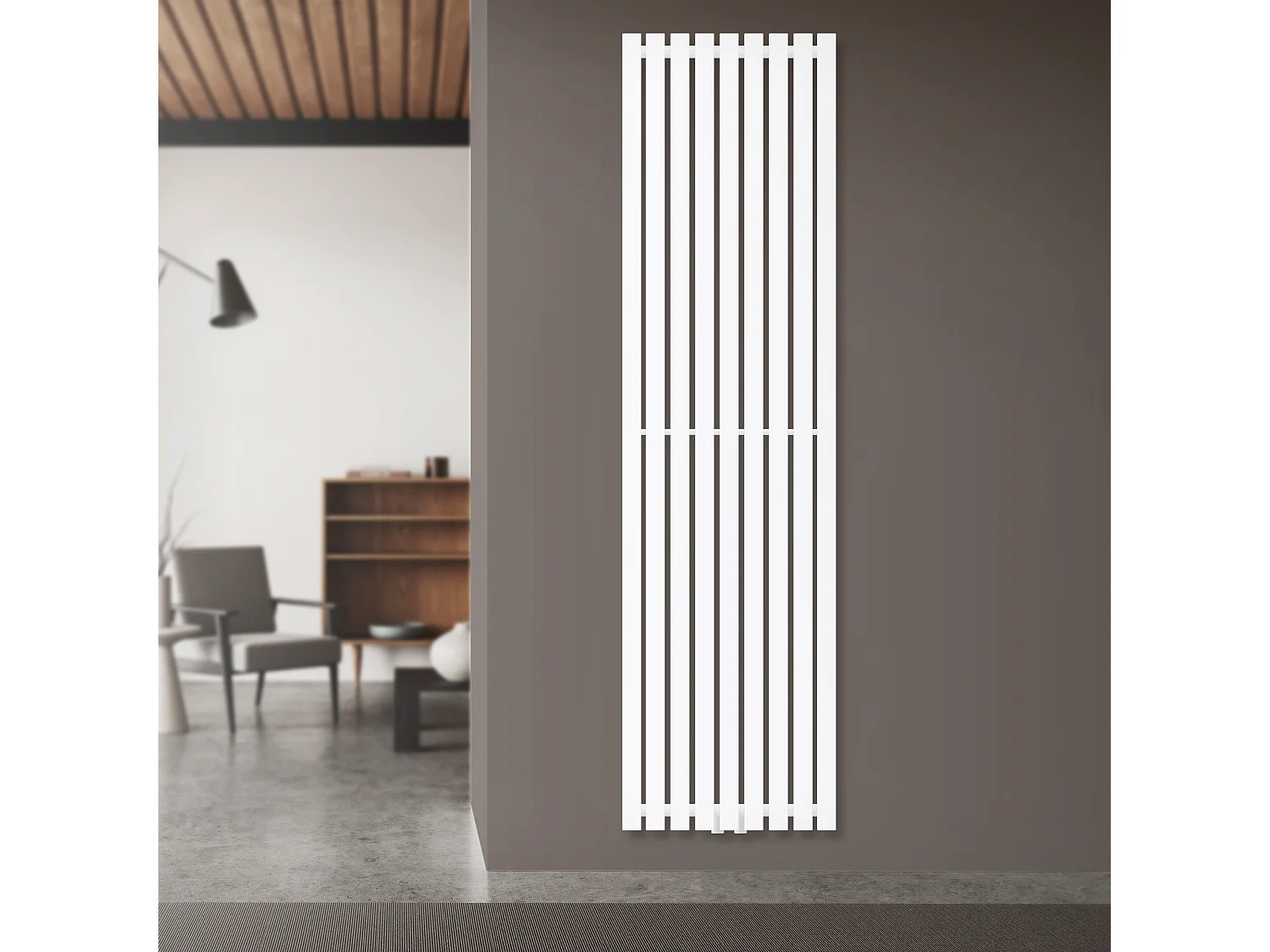 Radiatore Stella a pannello bianco 480x1800 mm termoarredo con attacco centrale