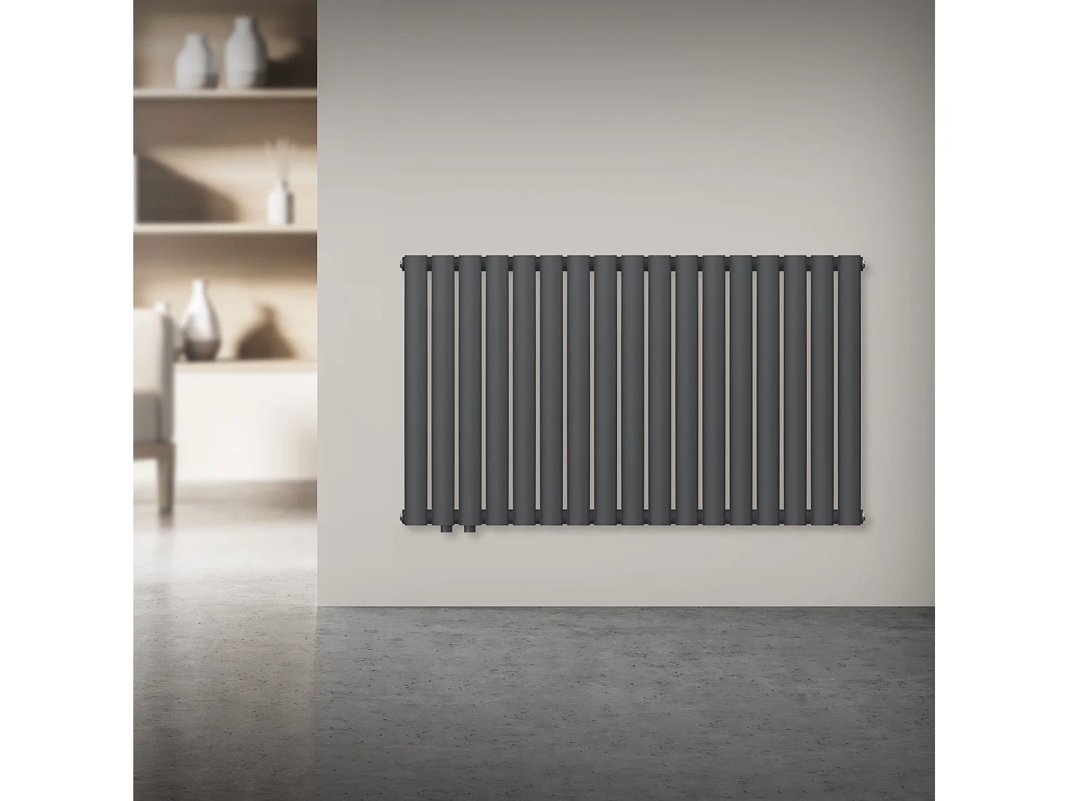 Radiatore termosifone antracite calorifero raccordo a sinistra 60x102 cm