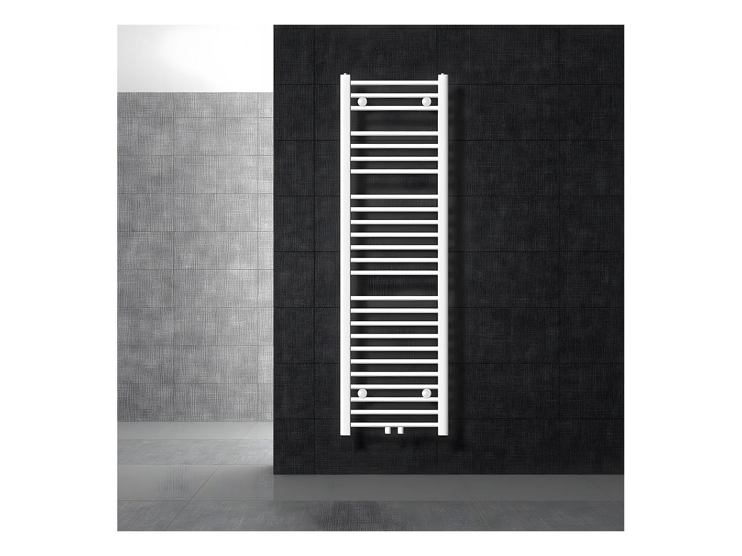 Radiateur sèche-serviette salle de bain acier blanc connexion central 40x150 cm