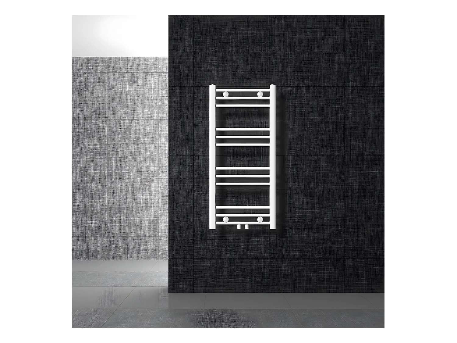 Radiador toallero de baño 400x800 mm calefactor recto blanco, conexión central