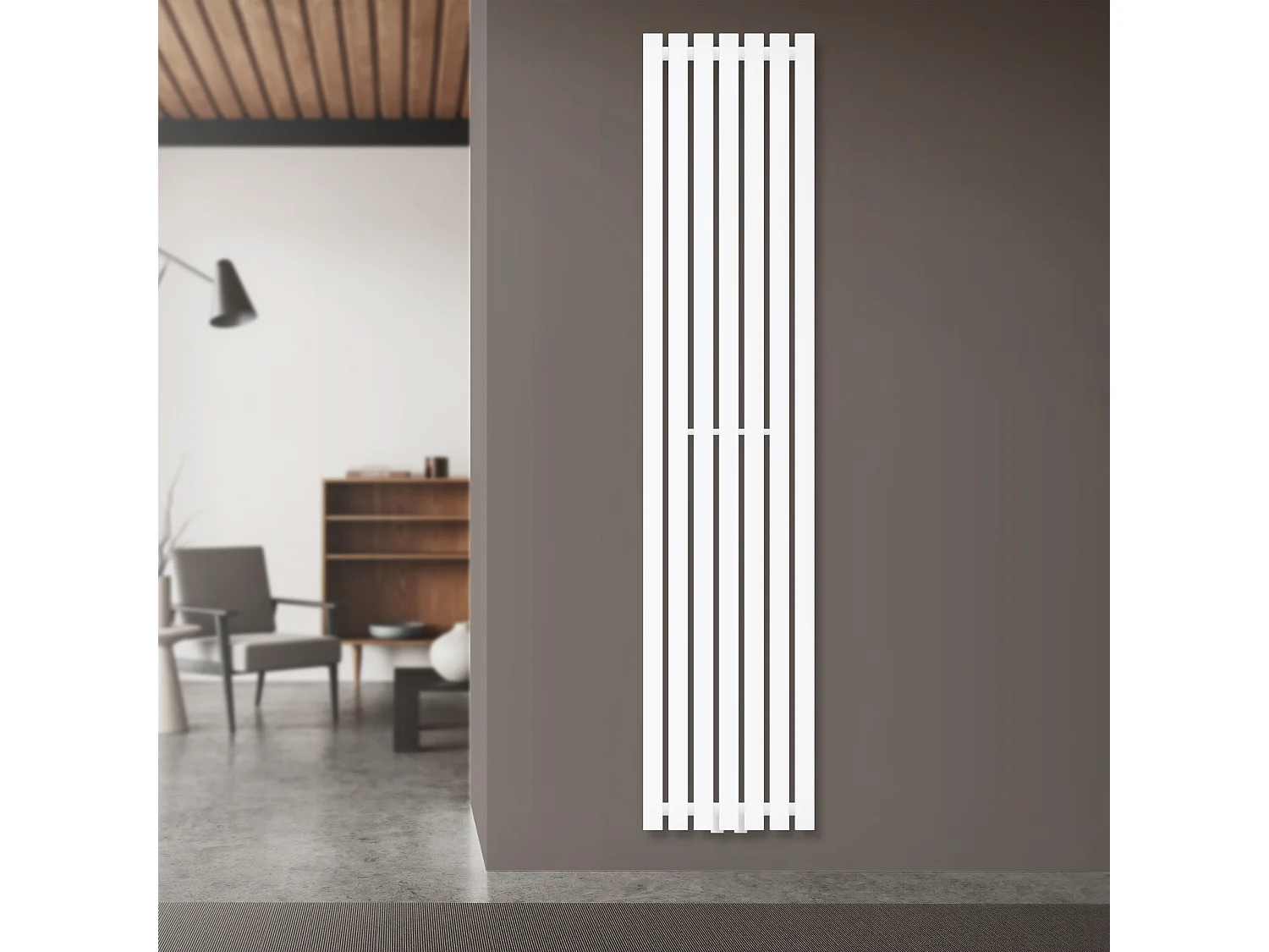 Radiateur Stella à panneaux blanc 370x1800 mm raccord central pour salle de bain