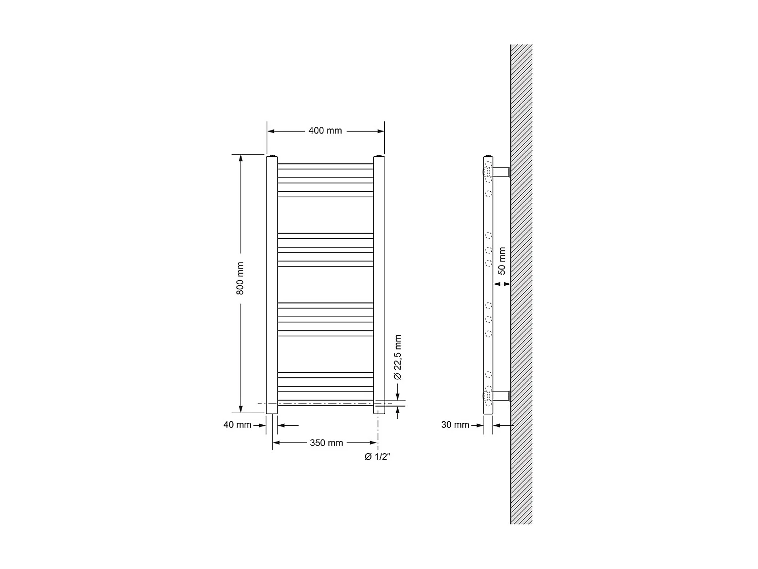 Radiador de baño Radiador conexión lateral Sahara calentador de toallas antracit