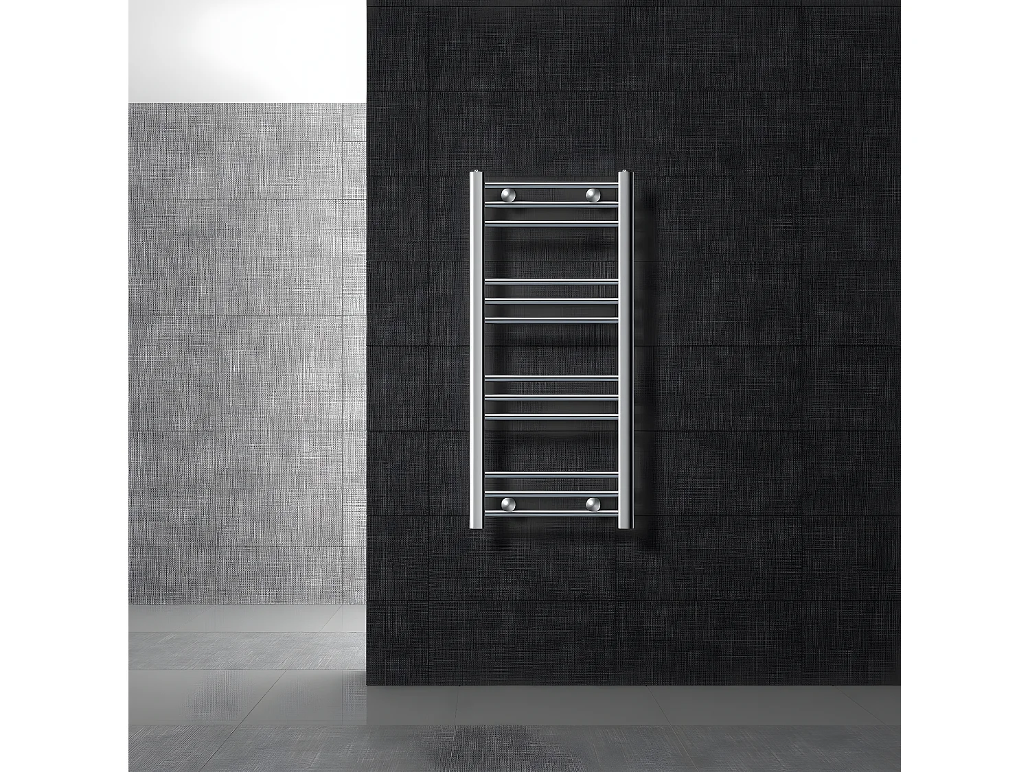 Radiador toallero de baño 400x800 mm calefactor curvado cromado conexión lateral