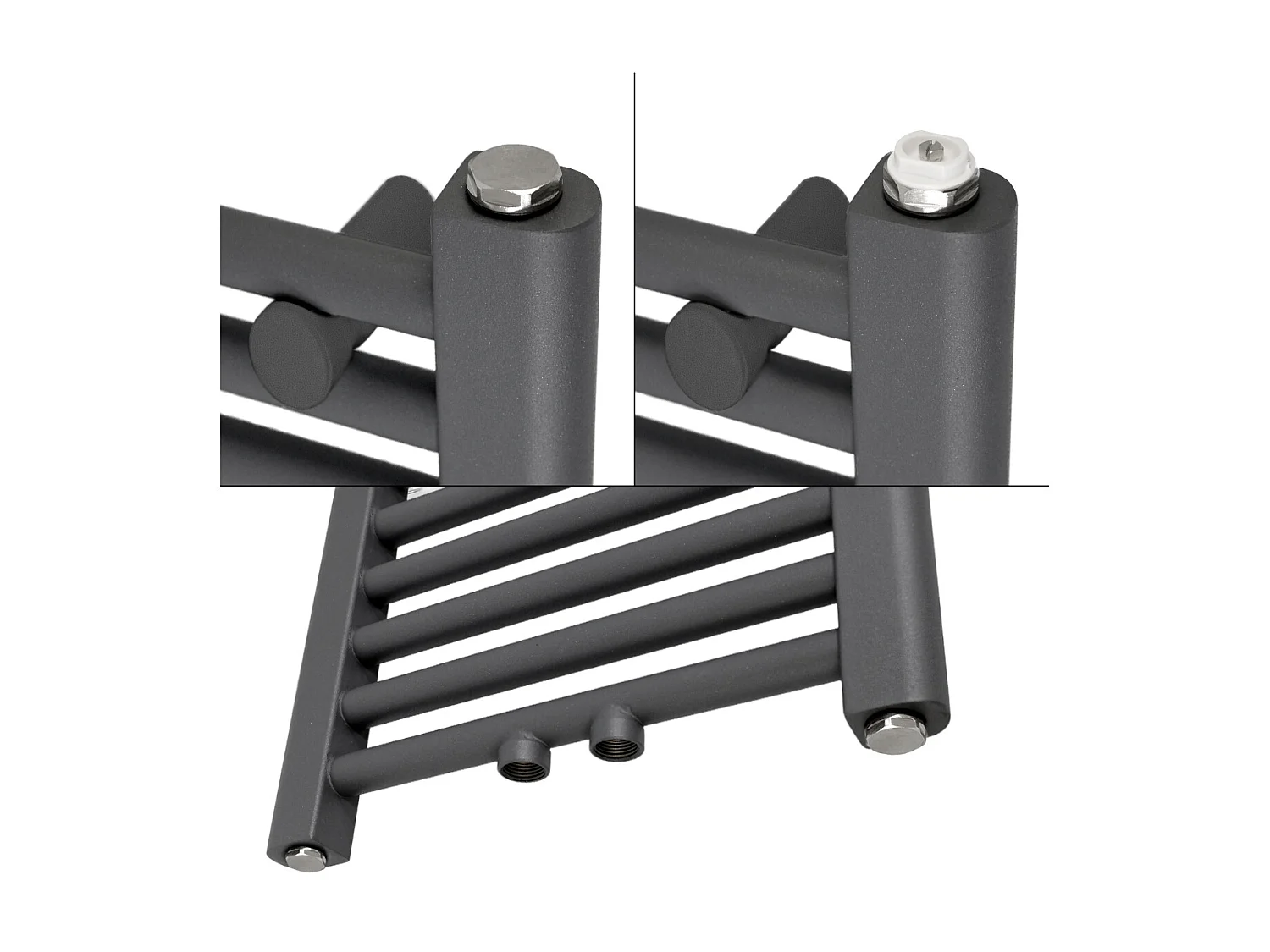 Radiatore Sahara raccordo centrale scaldasalviette curvo antracite 40 x 80 cm