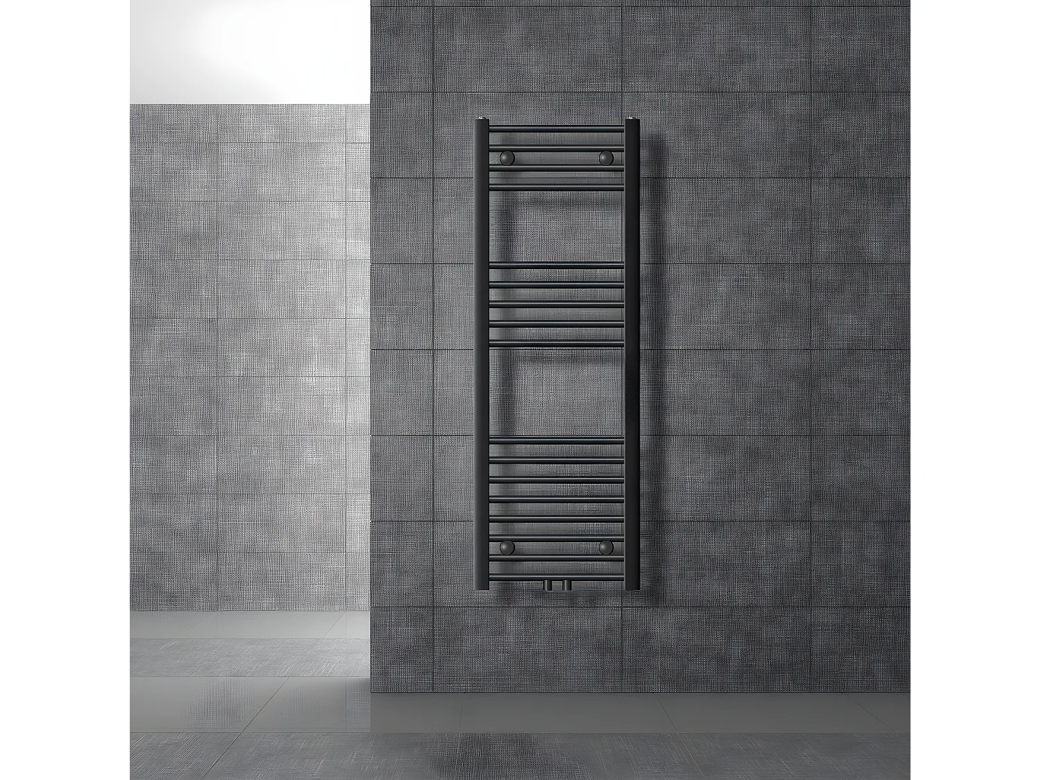 Radiateur sèche-serviette forme droite anthracite connexion central 40x120 cm