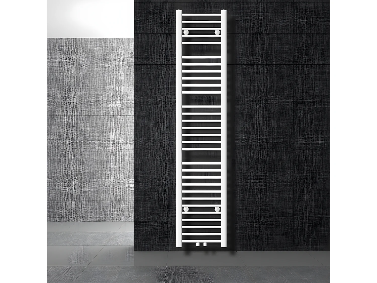 Radiador toallero de baño 300 x 1800 mm calefactor recto blanco conexión central