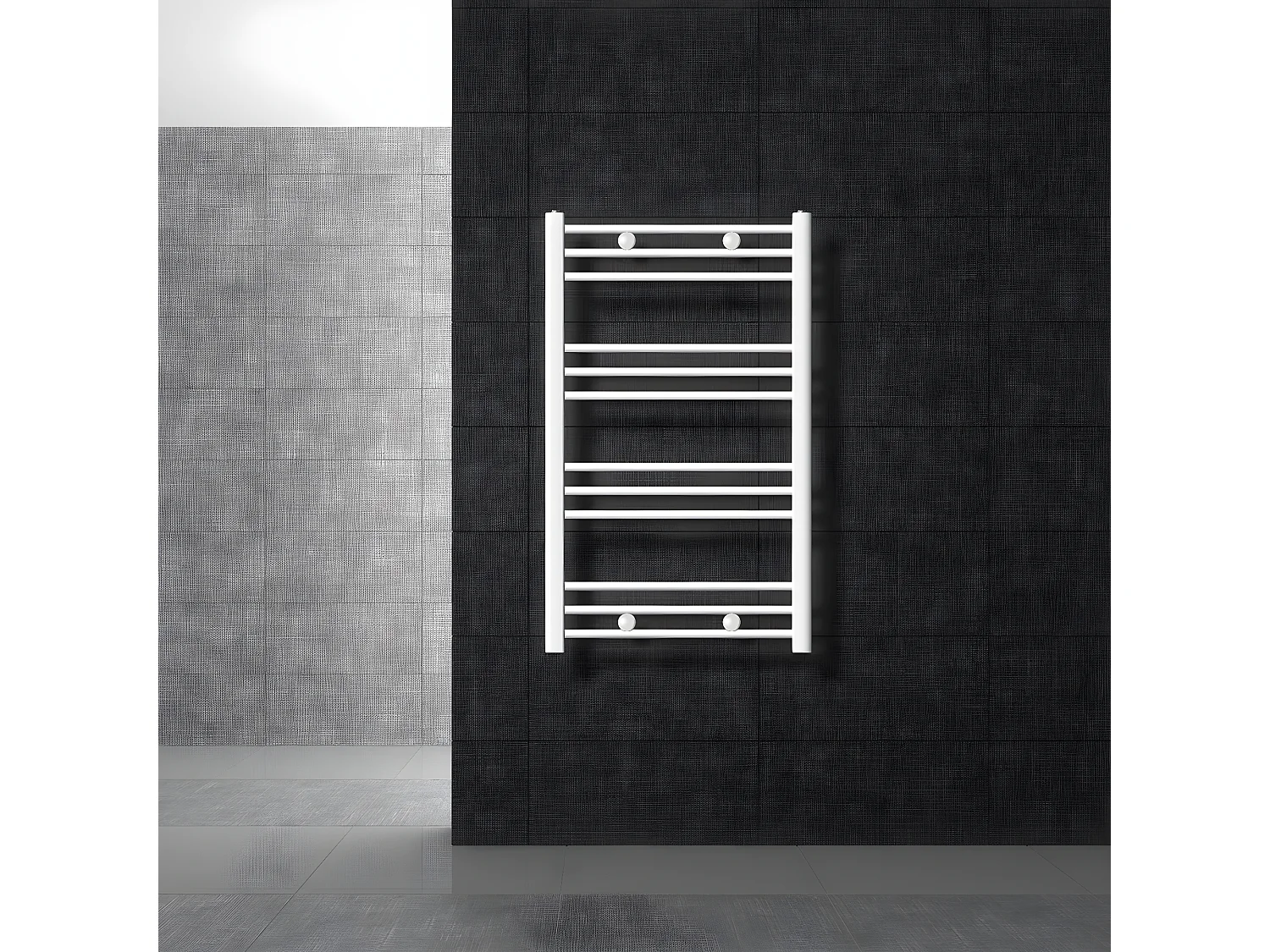 Radiateur de salle de bains Sahara Raccord latéral sèche-serviettes Blanc 600x800 mm