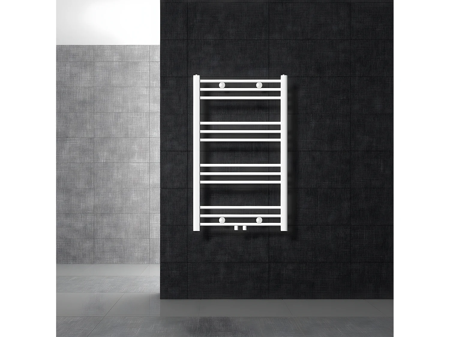 Radiador baño Sahara conexión central calentador de toallas blanco 600x800 mm