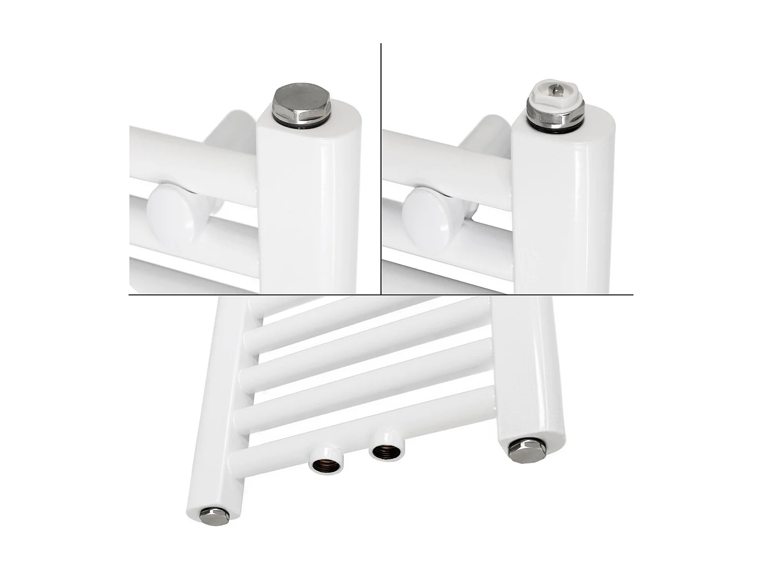 Radiateur sèche-serviette salle de bain droite blanc connexion central 60x80 cm