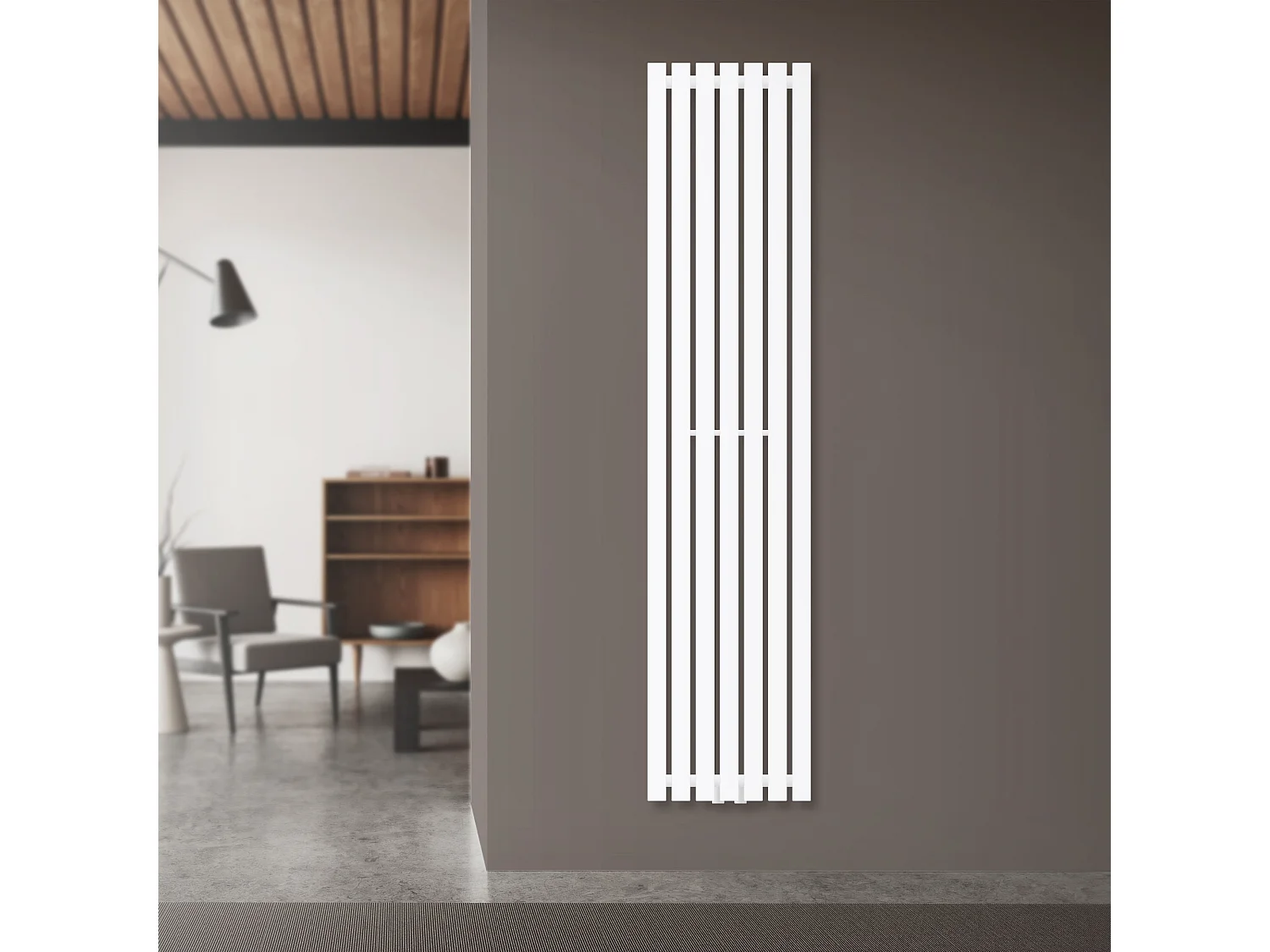 Radiateur Stella à panneaux blanc 370x1600 mm raccord central pour salle de bain