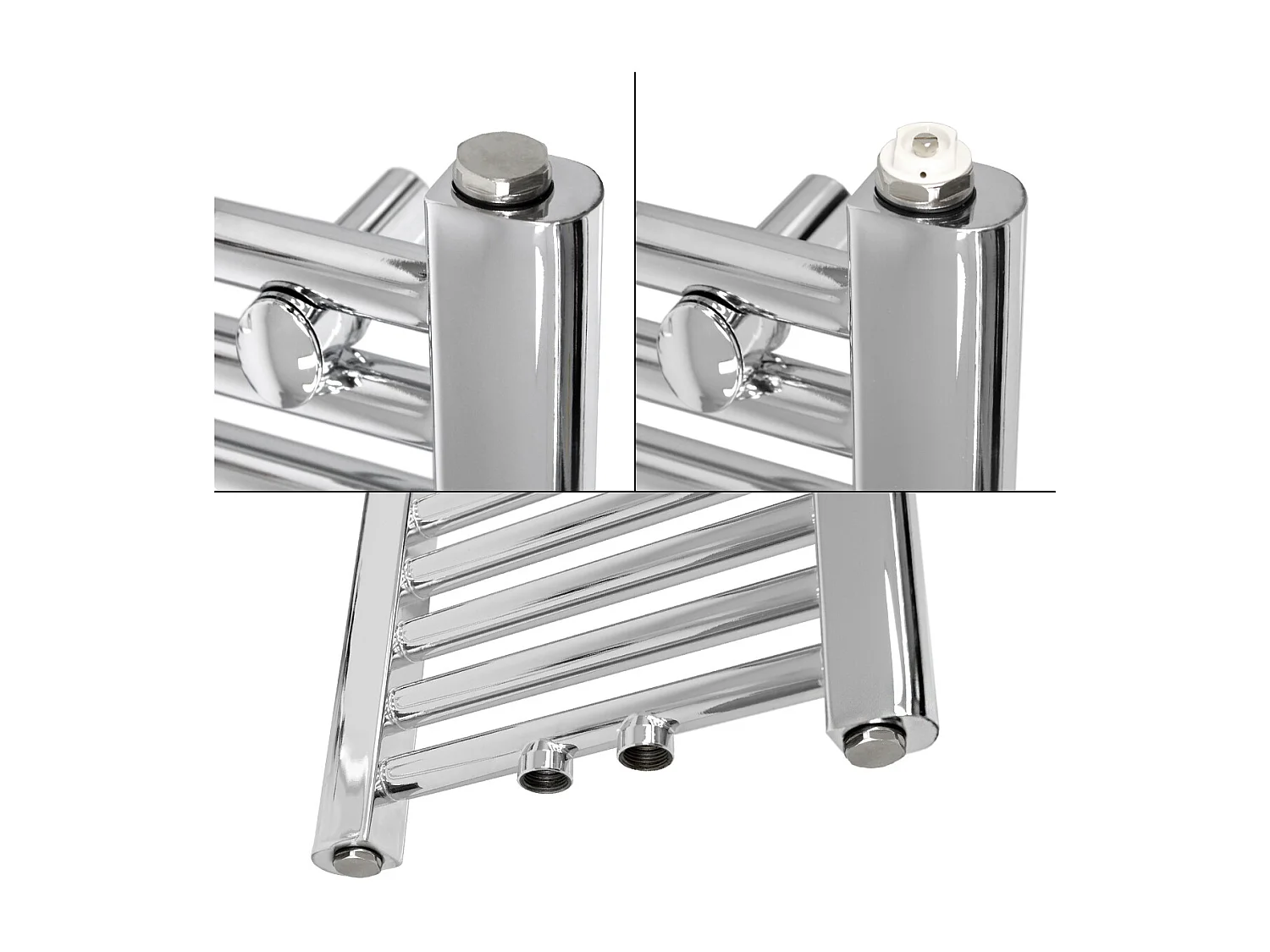 Radiateur sèche-serviette salle de bain acier chrome connexion central 40x80 cm